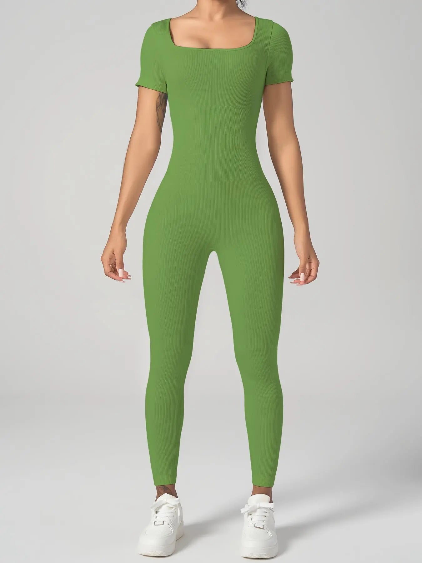 Women'S Solid Ribbed Long Sleeve Sports Playsuit Tummy Control Jumpsuit, Workout Ribbed Long Sleeve Exercise Bodycon Jumpsuit, Seamless Jumpsuits One-Piece Yoga Suit, Summer Outfits 2024, Stretchable Activewear