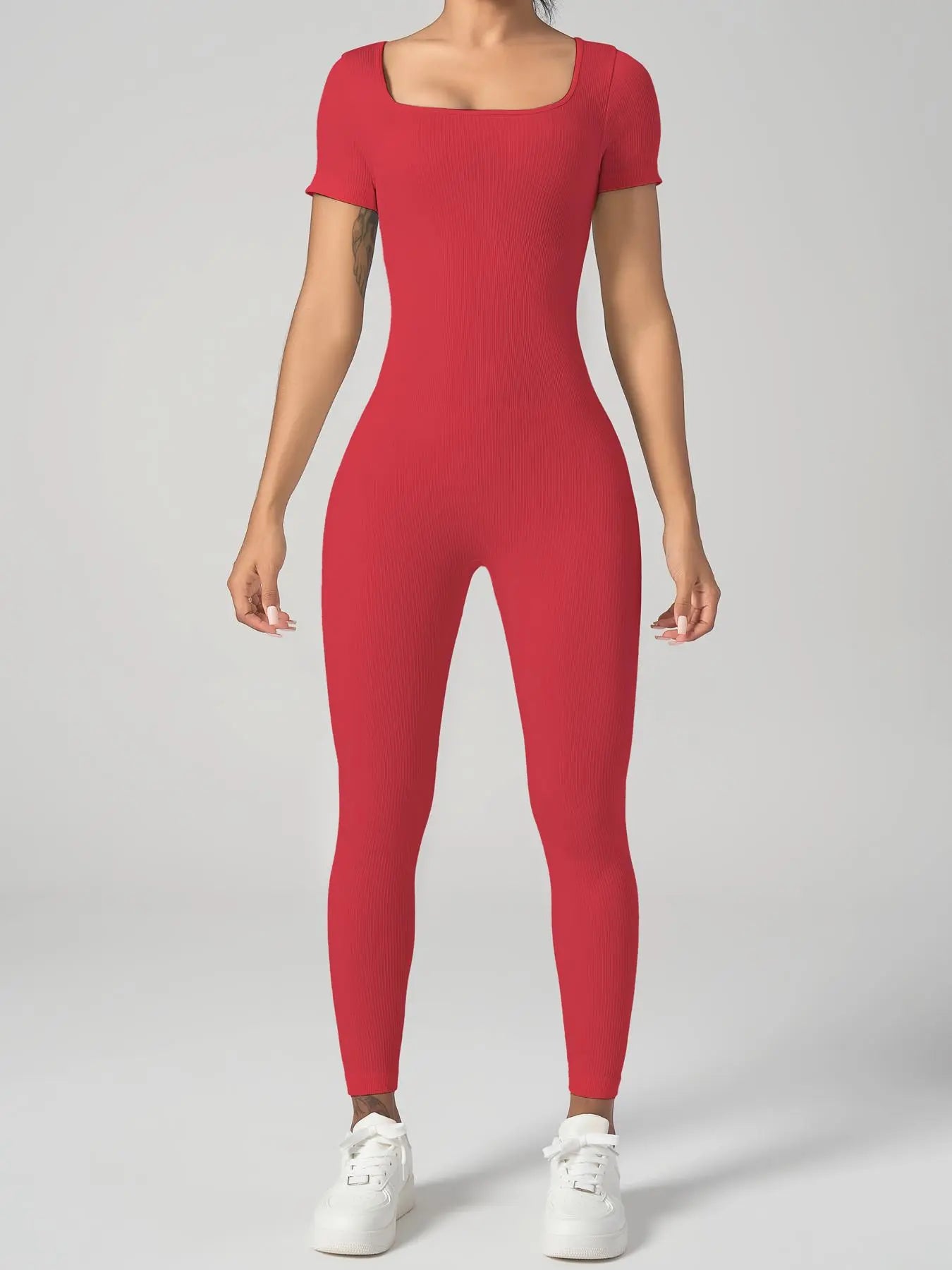 Women'S Solid Ribbed Long Sleeve Sports Playsuit Tummy Control Jumpsuit, Workout Ribbed Long Sleeve Exercise Bodycon Jumpsuit, Seamless Jumpsuits One-Piece Yoga Suit, Summer Outfits 2024, Stretchable Activewear
