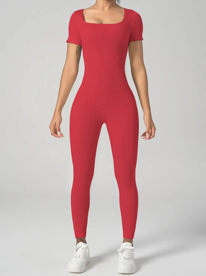 Women'S Solid Ribbed Long Sleeve Sports Playsuit Tummy Control Jumpsuit, Workout Ribbed Long Sleeve Exercise Bodycon Jumpsuit, Seamless Jumpsuits One-Piece Yoga Suit, Summer Outfits 2024, Stretchable Activewear